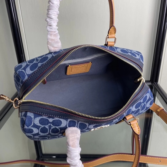 Coach Rowan Satchel Bag In Signature Denim Canvas NWT CY699 - Picture 5 of 8